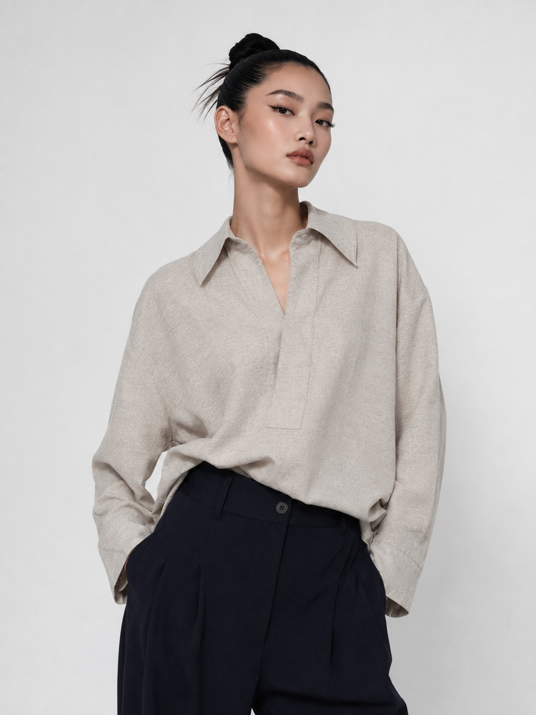 LINEN BLENDED BLOUSE