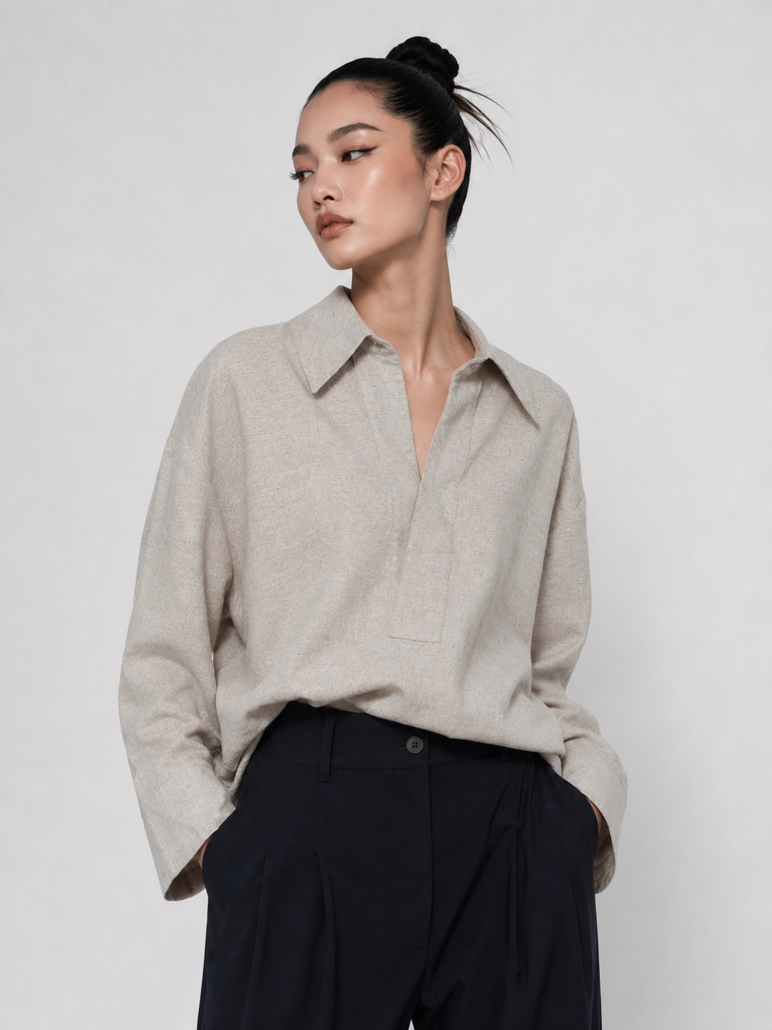 LINEN BLENDED BLOUSE