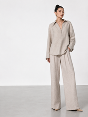 Beige Linen Trousers Pants