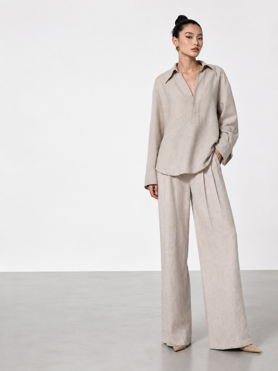Beige Linen Trousers Pants
