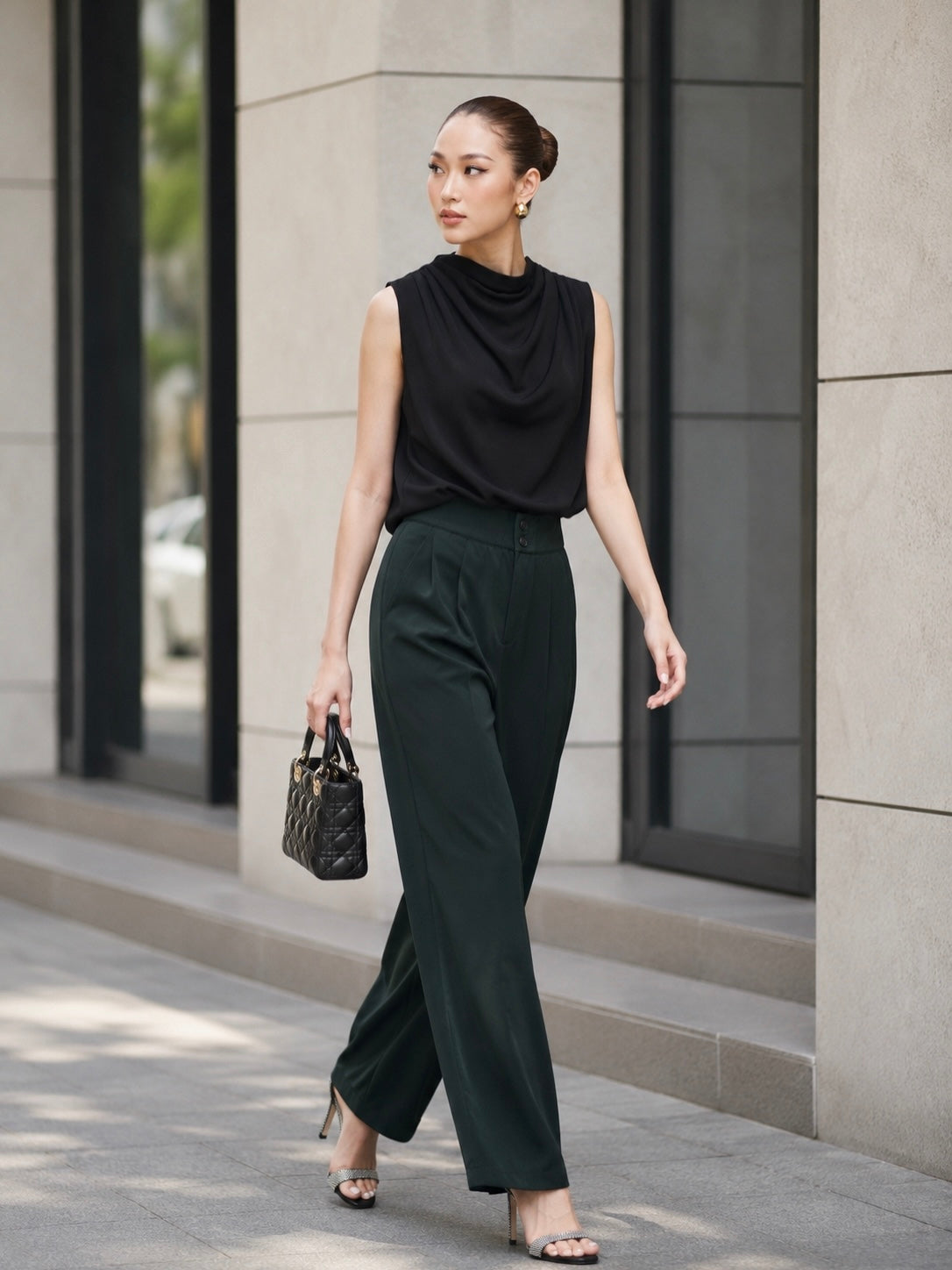 GREEN STRAP PANTS