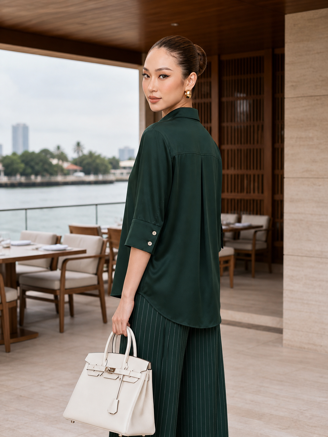 GREEN ELBOW-LENGTH SHIRT