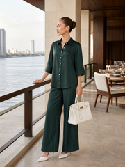 GREEN ELBOW-LENGTH SHIRT