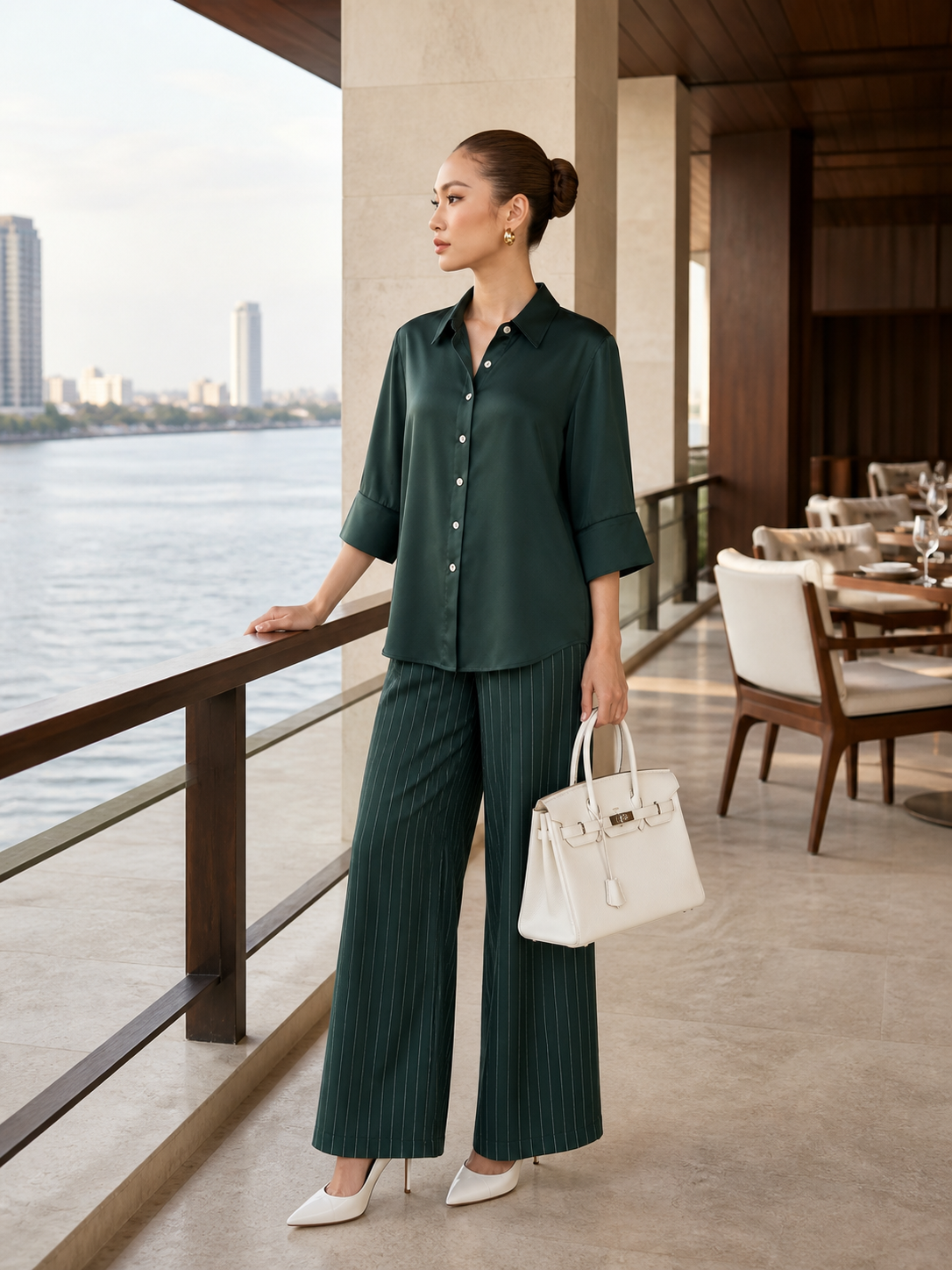 GREEN ELBOW-LENGTH SHIRT