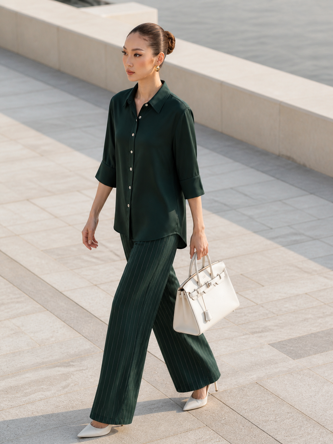 GREEN ELBOW-LENGTH SHIRT