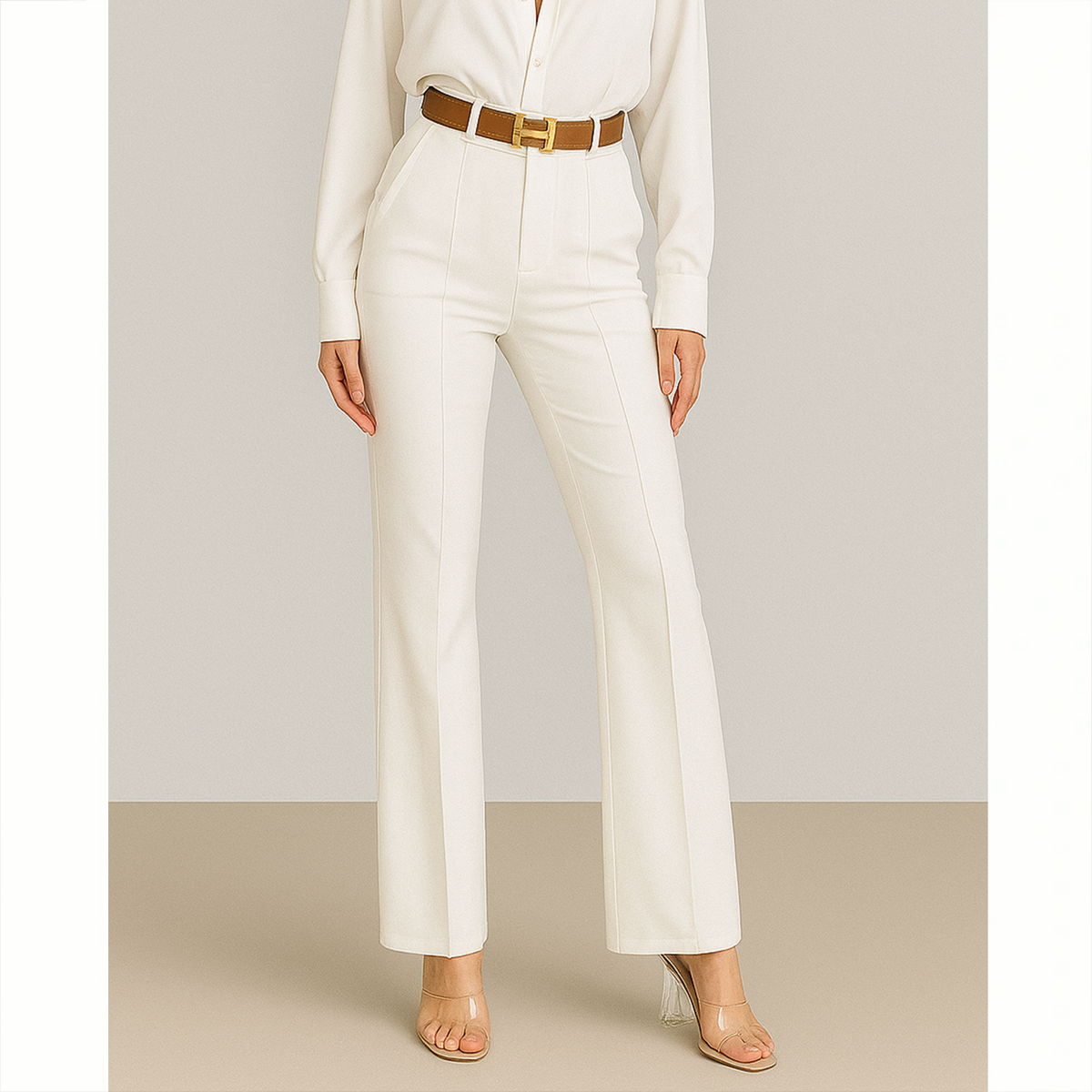 MMCHIC High Rise Pants (White) — image 1