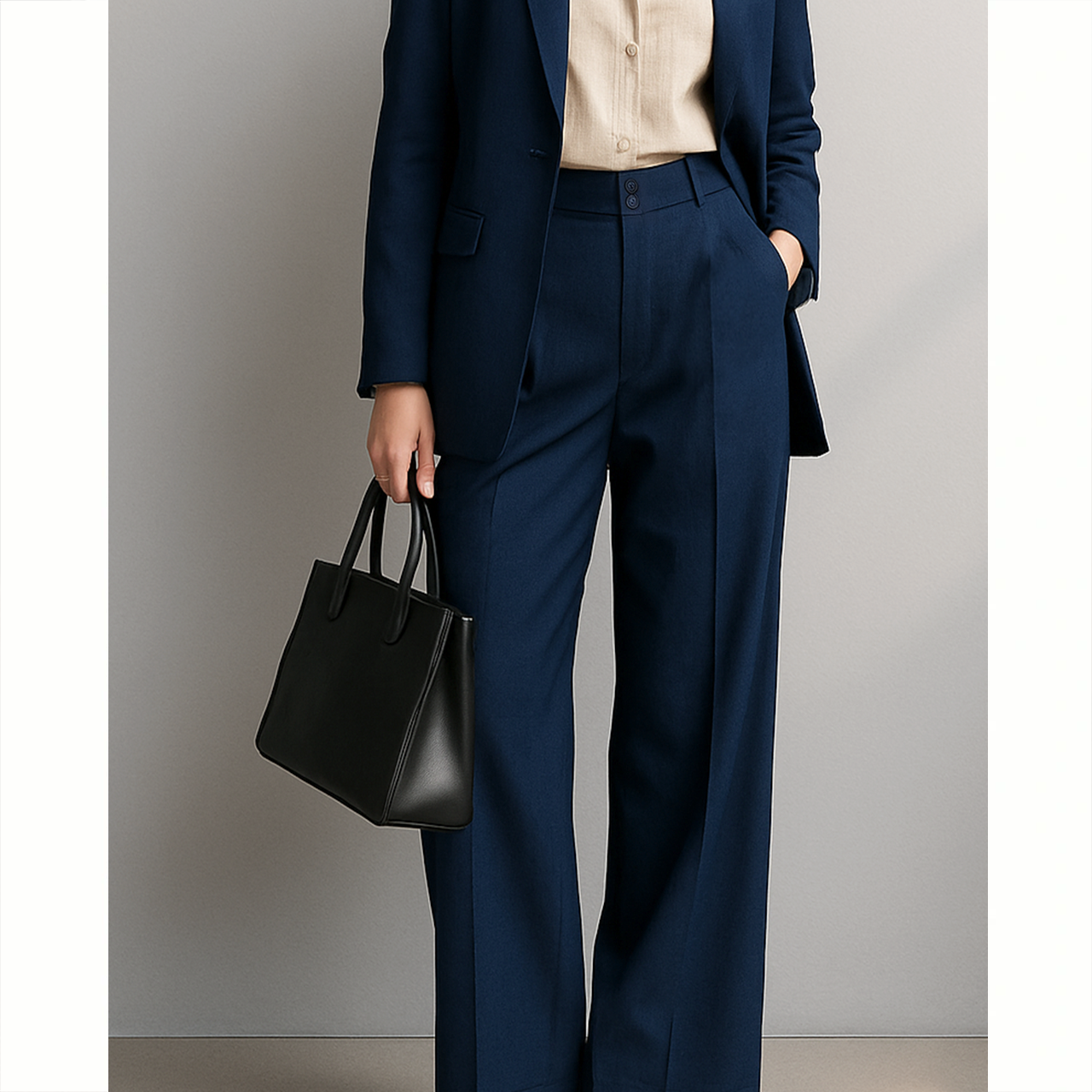 NAVY STRAP PANTS — image 1