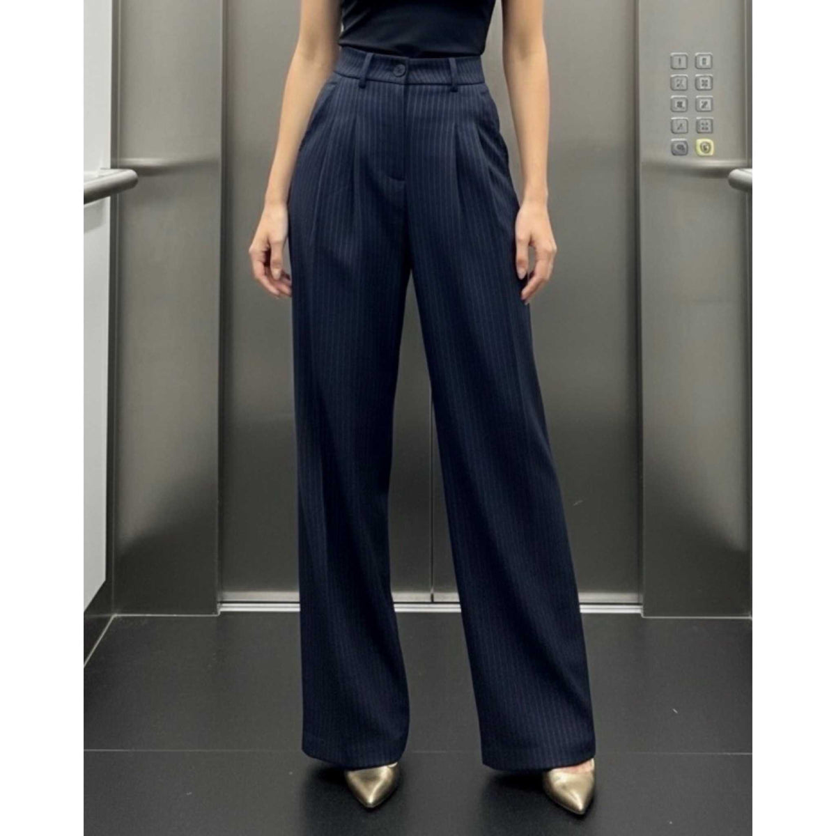 NAVY PINSTRIPE  PANTS — image 2