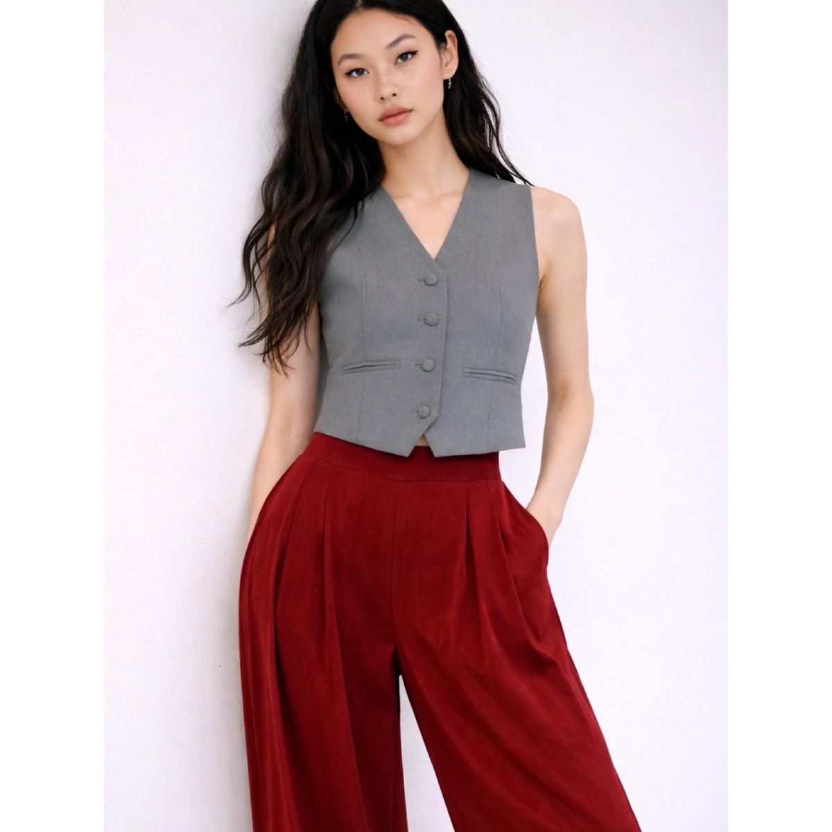 WIDE LEG PLEAT PANTS — image 2