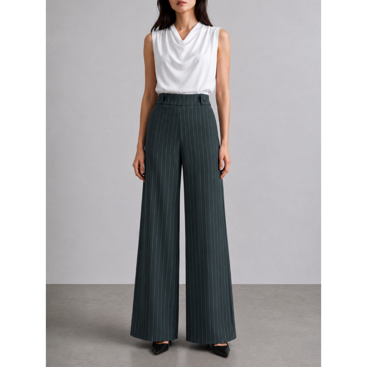 GREEN PINSTRIPED PANTS — image 1