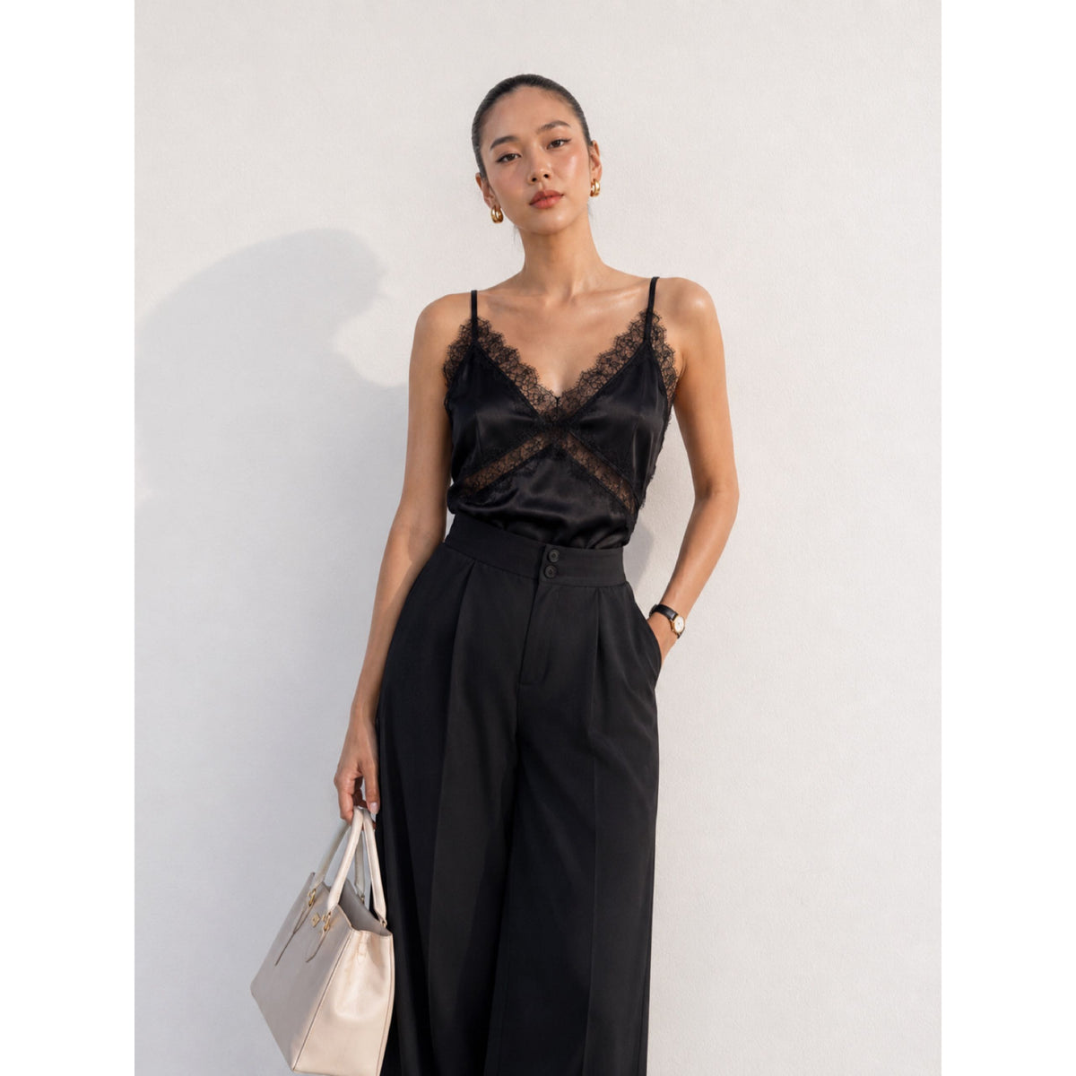 LACE-TRIM SATIN CAMISOLE — image 1
