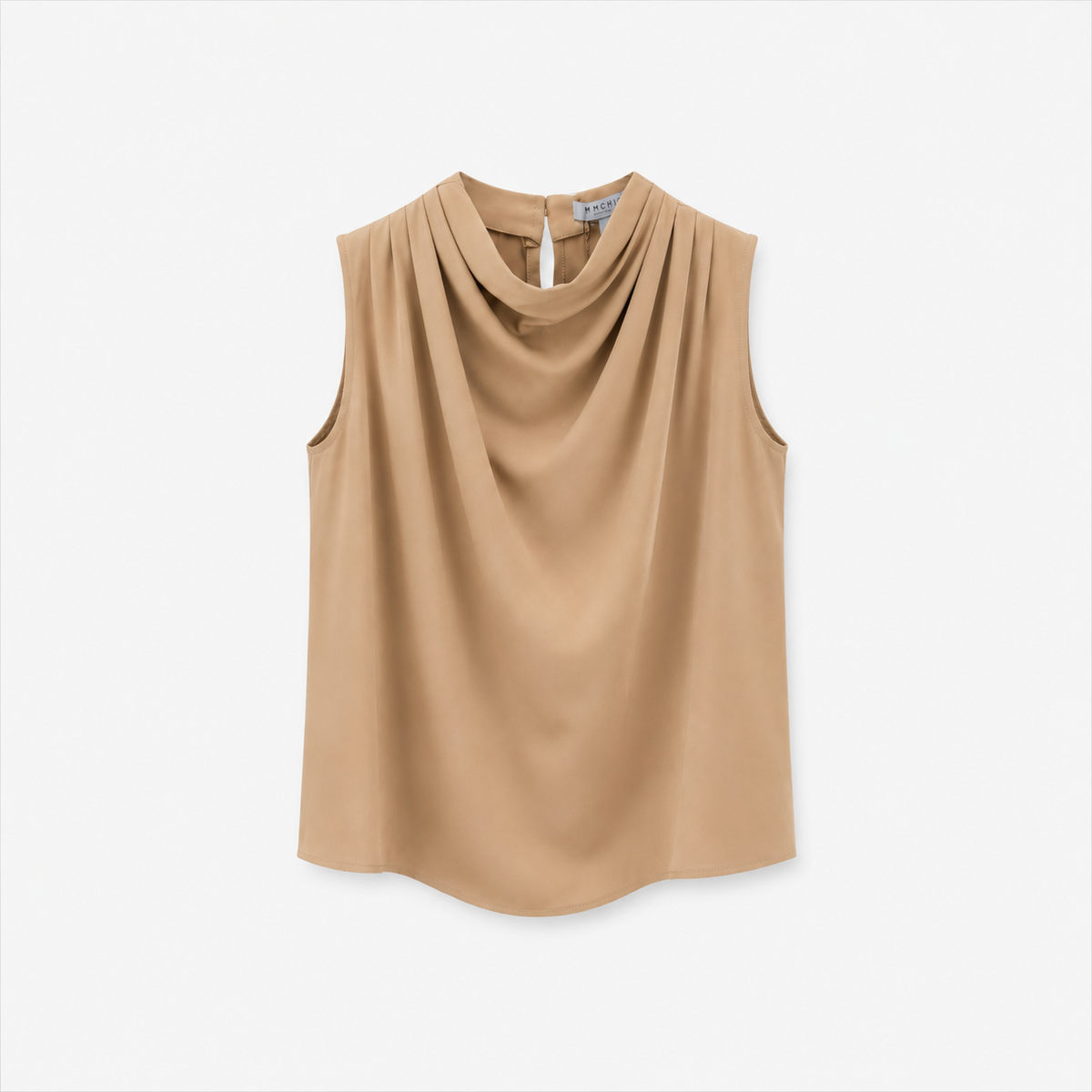 HIGH NECK DRAPE TOP (Beige) — image 1