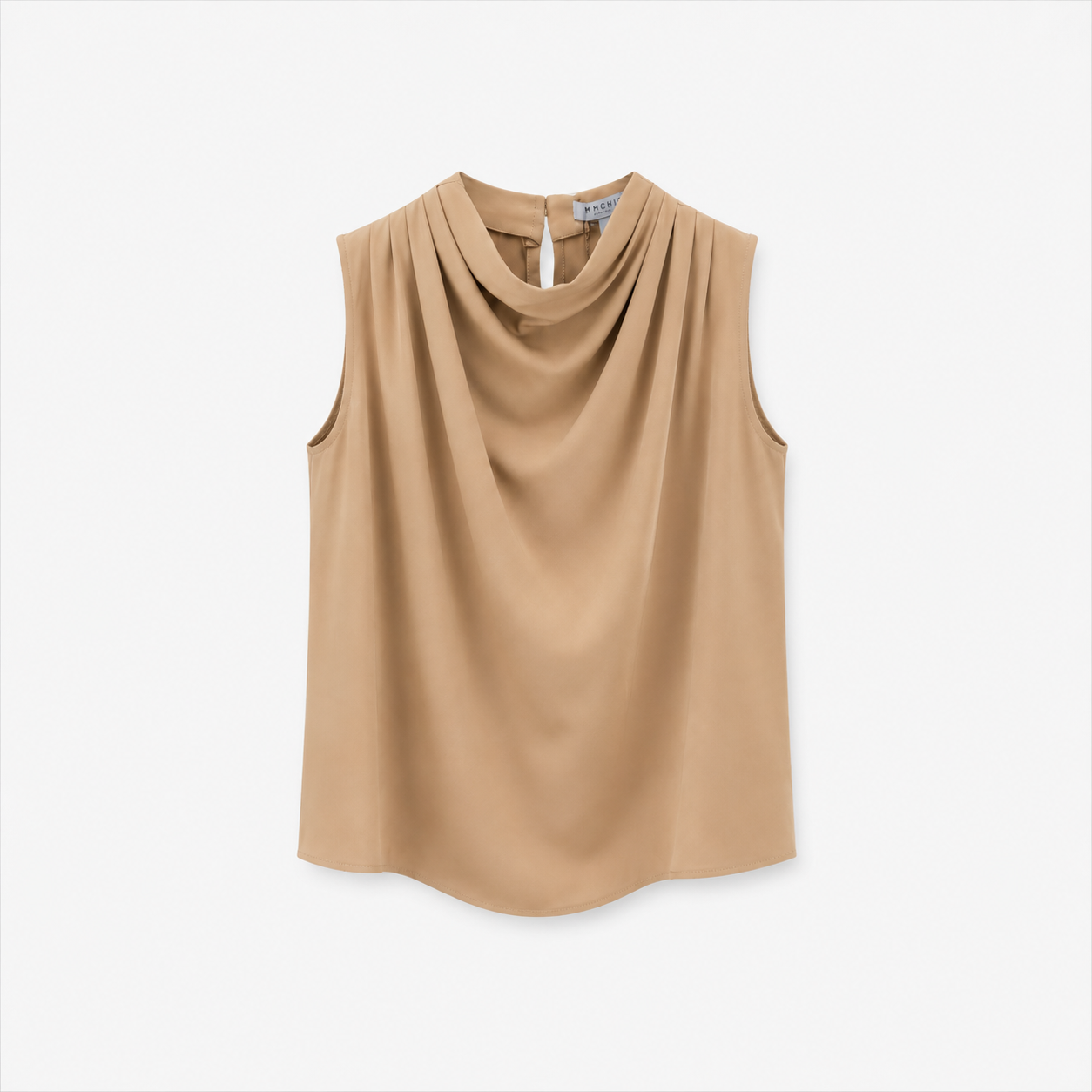 HIGH NECK DRAPE TOP (Beige) — image 1