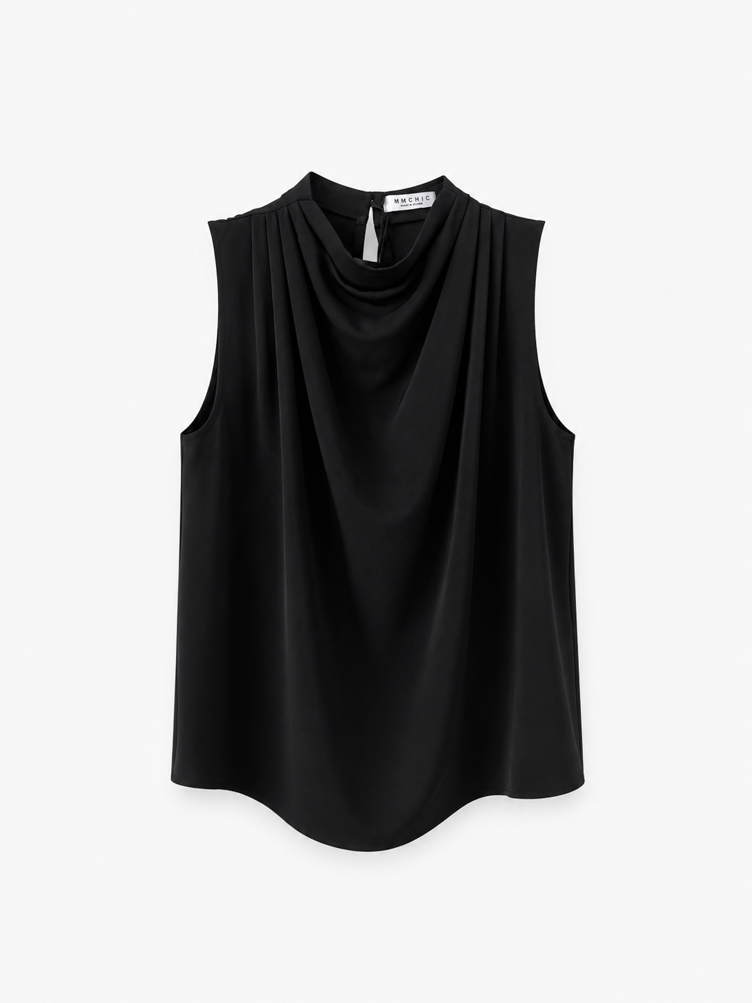 HIGH NECK DRAPE TOP (BLACK) — image 1