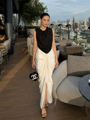 HIGH NECK DRAPE TOP (BLACK) — image 2
