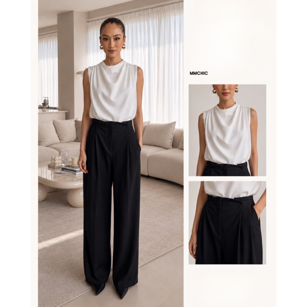 HIGH NECK DRAPE TOP — image 1