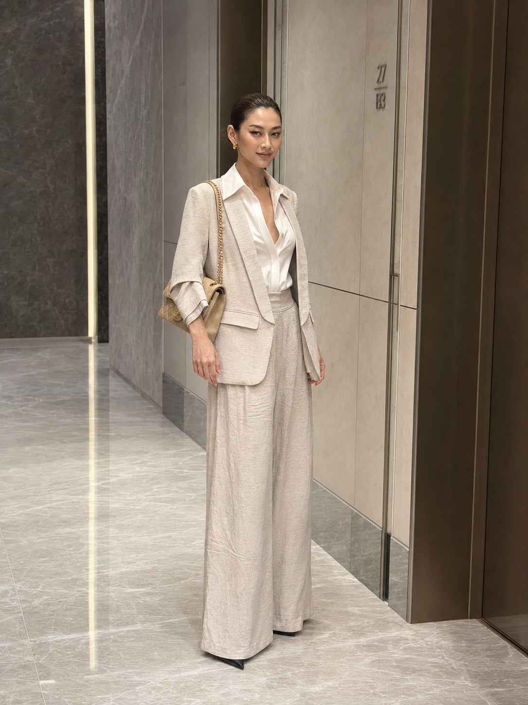 Beige Linen Trousers Pants