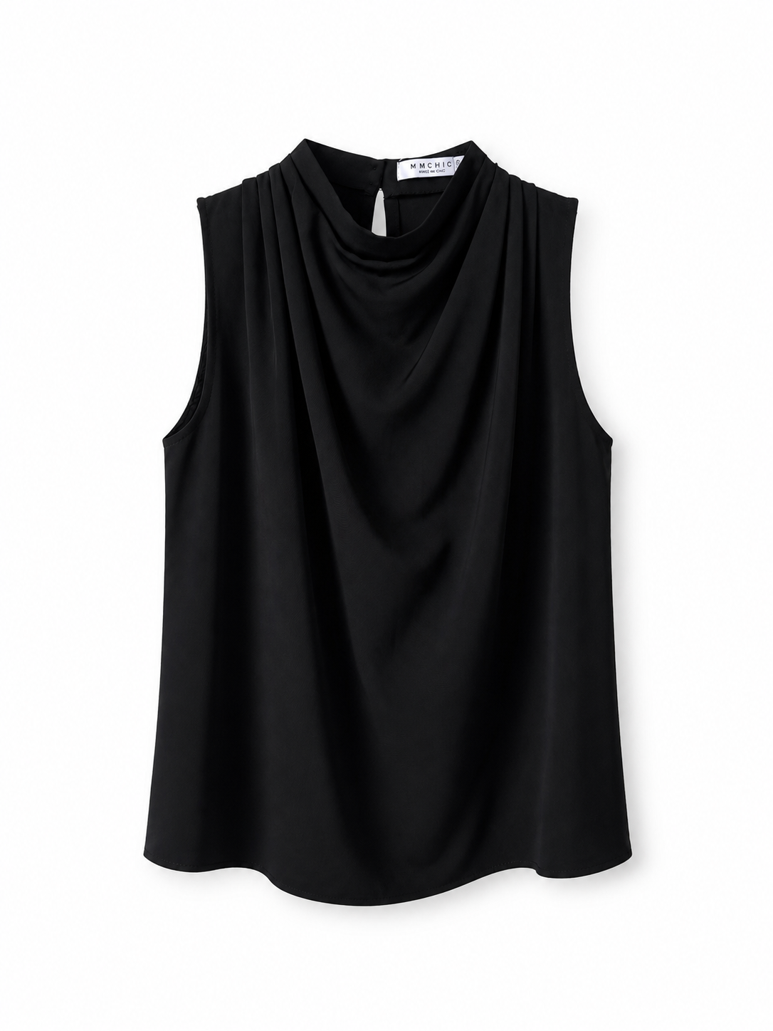 HIGH NECK DRAPE TOP (BLACK)