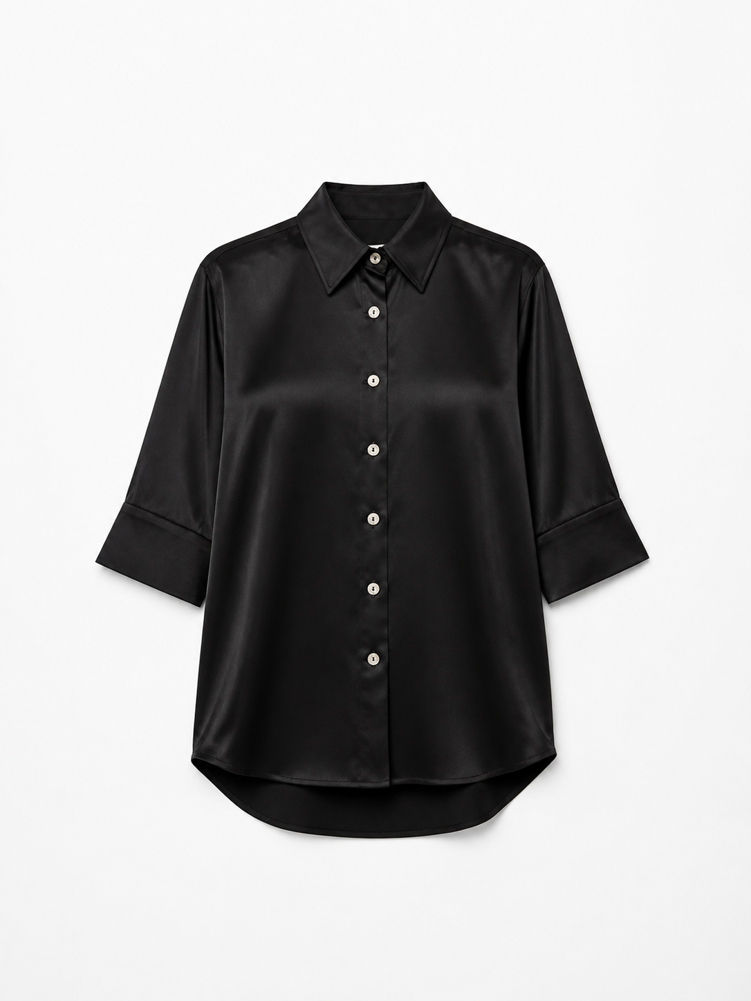 BLACK ELBOW-LENGTH SHIRT